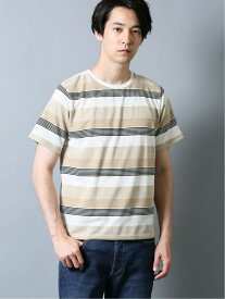 【SALE／66%OFF】TAKA-Q 接触冷感 吸水速乾 ジャガードボーダークルーネック半袖Tシャツ タカキュー トップス カットソー・Tシャツ グリーン グレー ベージュ