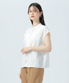 BEAMS HEART WOMEN 【洗濯機洗い可】フロント レース フレンチスリーブ ブラウス 25SS 半袖 ビームス ハート トップス シャツ・ブラウス オレンジ ブラック ホワイト【送料無料】