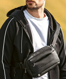 1PIU1UGUALE3 RELAX 1PIU1UGUALE3 RELAX シンセティックレザーボディバッグ シフォン バッグ ボディバッグ・ウエストポーチ ブラック【送料無料】