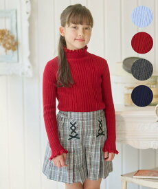 組曲 KIDS 【110-140cm】フラワードット リブニット クミキョク トップス ニット グレー レッド ネイビー ブルー【送料無料】