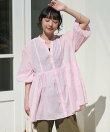インド コットンボイル キーネック チュニックブラウス 全5色