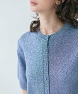 【洗える】VANDA / ラメ入りクルーネック半袖カーディガン