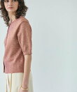 【洗える】VANDA / ラメ入りクルーネック半袖カーディガン
