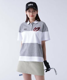 MASTER BUNNY EDITION 切替タックカノコパネルボーダー半袖ポロシャツ マスターバニーエディション トップス ポロシャツ ホワイト【送料無料】