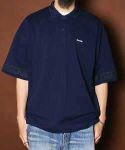 Subciety Sleeve embroidery polo shirt �T�u�T�G�e�B �g�b�v�X �|���V���c �z���C�g �u���b�N �l�C�r�[ �O���[�y���������z