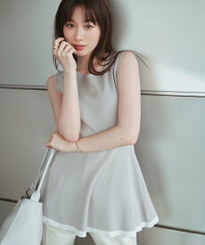 【SALE／10%OFF】NATURAL BEAUTY BASIC ペプラムフォルムニット ナチュラルビューティベーシック トップス ニット ブラック パープル【送料無料】