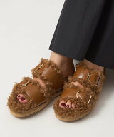 【SALE／50%OFF】UNITED ARROWS green label relaxing ダブルベルト フェイクファー サンダル ユナイテッ…