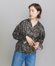 【SALE／70%OFF】BEAUTY & YOUTH UNITED ARROWS by リーフプリント 袖ギャザーブラウス -ウォッシャブル-◆ ユナイテッドアローズ アウトレット トップス シャツ・ブラウス ブラック ベージュ