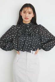 【SALE／50%OFF】rienda マルチパターンボウタイBLS リエンダ トップス シャツ・ブラウス ブラック グリーン ブラウン ネイビー