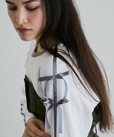 【SALE／50%OFF】VICKY 【ENIM BY VICKY】リボンスウェットトップス《手洗い可能》 ビッキー トップス カットソー・Tシャツ ホワイト レッド ネイビー