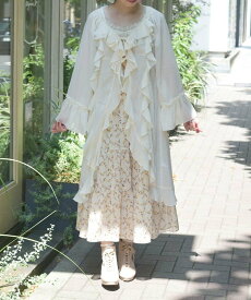 【SALE／20%OFF】axes femme オフショル風フリルガウン アクシーズファム トップス カーディガン ベージュ ワインレッド【送料無料】