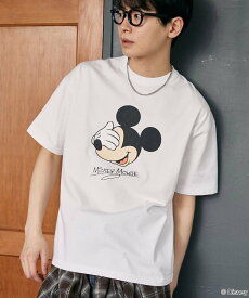 【SALE／40%OFF】PUBLUX ＜機能性素材＞Mickey Mouse/ミッキーマウス/ フェイスTシャツ 限定展開 フリークスストア トップス カットソー・Tシャツ グレー ホワイト ネイビー
