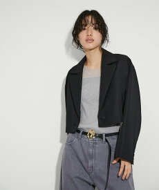 【SALE／30%OFF】ADAM ET ROPE' FEMME 【サステナブル】ワイドスリーブショートジャケット アダムエロペ ジャケット・アウター テーラードジャケット・ブレザー ブラック ホワイト【送料無料】