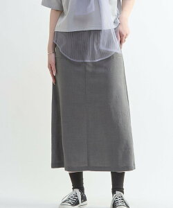 CONVERSE TOKYO WOMEN �yHL�zLINEN LIKE STRAIGHT SKIRT �R���o�[�X�g�E�L���E �X�J�[�g ���̑��̃X�J�[�g �O���[ �u���E���y���������z