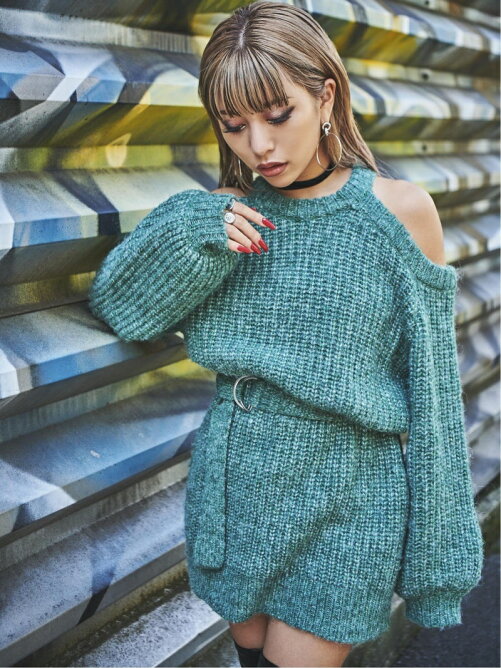 Egoist オープンショルダーミックスニットワンピース Rakuten Fashion 楽天ファッション 旧楽天ブランドアベニュー Ek07