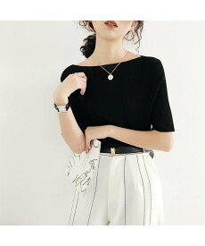 【SALE／40%OFF】miniministore 5分袖リブニット夏服トップス レディース ミニミニストア トップス ニット ピンク グリーン ブルー ブラック ホワイト イエロー