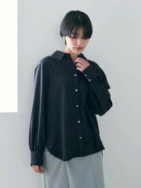 YECCA VECCA バックリボンギャザーロングシャツ/24SS イェッカヴェッカ トップス シャツ・ブラウス ブルー ブラック ホワイト【送料無料】