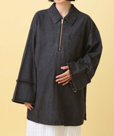 【SALE／50%OFF】LEPSIM 【産前・産後対応】マタニティ/デニムZIPチュニック レプシィム マタニティウェア・ベビー用品 マタニティトップス ブルー グレー