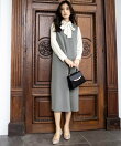 ボウタイ付きビジュー シャツ