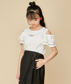 JENNI love 【プチプラ】肩あきフリルそでTシャツ ジェニィオンラインショップ トップス カットソー・Tシャツ ホワイト ブラック ピンク