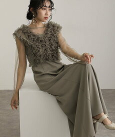 PourVous フォーマル結婚式 パーティードレスお呼ばれ オケージョンドレス二次会 ワンピース プールヴー ワンピース・ドレス ドレス ベージュ ブラック ブラウン ブルー グレー【送料無料】