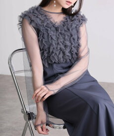 PourVous フォーマル結婚式 パーティードレスお呼ばれ オケージョンドレス二次会 ワンピース プールヴー ワンピース・ドレス ドレス ベージュ ブラック ブラウン ブルー グレー【送料無料】