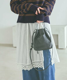 niko and ... オリジナルレザー2WAY巾着バッグ ニコアンド バッグ ショルダーバッグ ブラウン ブラック ベージュ【送料無料】