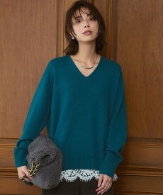 23区 【VERY12月号掲載/洗える】カシミヤブレンド Vネック ニット ニジュウサンク トップス ニット グリーン ホワイト ベージュ グレー【送料無料】