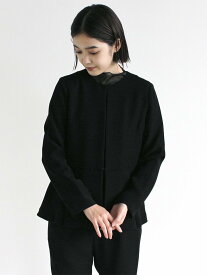 【SALE／20%OFF】kaene ペプラムジャケット カエン ジャケット・アウター ノーカラージャケット ブラック【送料無料】