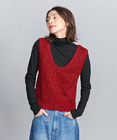 【SALE／80%OFF】BEAUTY&YOUTH UNITED ARROWS ラメニット ラウンドネック ノースリーブ ユナイテッドアローズ アウトレット トップス ニット ブラック レッド