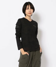 AVIREX Vネックファテーグ ロングスリーブティーシャツ/ V-NECK FATIGUE T-SHIRT アヴィレックス トップス カットソー・Tシャツ ブラック ホワイト ネイビー【送料無料】