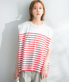 【SALE／50%OFF】URBAN RESEARCH ROSSO タックスリーブパネルボーダーTシャツ アーバンリサーチロッソ トップス カットソー・Tシャツ ホワイト【送料無料】