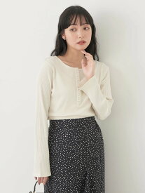 earth music&ecology パールヘンリーリブプルオーバー カットソー/レディース/春/24SS アースミュージック&エコロジー トップス カットソー・Tシャツ ホワイト ブラック ベージュ レッド