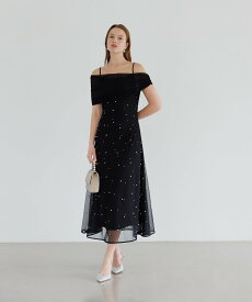 【SALE／20%OFF】Leja 2WAYチュールトップスパールAラインドレス結婚式 パーティードレス レジャ ワンピース・ドレス ドレス グレー ブラック【送料無料】