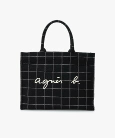 agnes b. VOYAGE チェック ラージ トートバッグ ZAX03A-02 アニエスベー バッグ トートバッグ ブラック【送料無料】