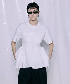 MAISON SPECIAL Mesh Docking T-Shirt / メッシュドッキングTシャツ メゾンスペシャル トップス カットソー・Tシャツ ホワイト ブラック【送料無料】