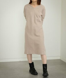 【SALE／70%OFF】BEAMS HEART BEAMS HEART / 異素材切替 Vネックワンピース ビームス アウトレット ワンピース・ドレス その他のワンピース・ドレス グレー ブラック ブラウン