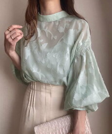 【SALE／31%OFF】JUNOAH FILLOU フラワージャガードシャツ ジュノア トップス シャツ・ブラウス ネイビー グリーン ホワイト ブラック