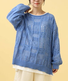 【SALE／50%OFF】LEPSIM 【産前・産後対応】マタニティ/ふわふわ編み柄ニット レプシィム マタニティウェア・ベビー用品 マタニティトップス ブラック ブルー