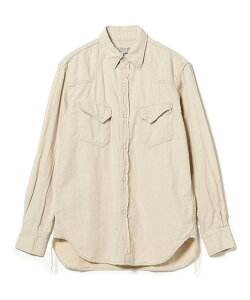 BEAMS PLUS �y�ʒ��zREMI RELIEF / Cotton Linen Western Shirt Classic Fit �r�[���X ���� �g�b�v�X �V���c�E�u���E�X �z���C�g�y���������z