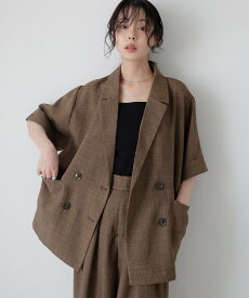 【SALE／5%OFF】LIAN 【セットアップ対応】スラブツイードダブルジャケット リアン ジャケット・アウター テーラードジャケット・ブレザー ブラック ブラウン ベージュ【送料無料】