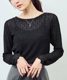 【SALE／10%OFF】ROPE' PICNIC レースカットソートップス ロペピクニック トップス カットソー・Tシャツ ブラック ホワイト