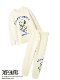 gelato pique 【PEANUTS】【ONLINE限定】オリジナルアート ジャガードプルオーバー&ロングパンツセット ジェラートピケ インナー・ルームウェア その他のインナー・ルームウェア ホワイト ピンク【送料無料】