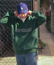 【SALE／50%OFF】AVIREX 《直営店限定》LOGO HALF ZIP SWEAT / ロゴ ハーフジップ スウェット アヴィレックス トップス カットソー・Tシャツ グリーン グレー ネイビー【送料無料】