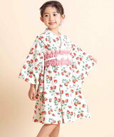 SLAP SLIP 【お揃い】イチゴx花x花火総柄ショート丈プルオーバー浴衣+帯セット(80~130cm) ベベ オンライ…
