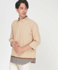 【SALE／40%OFF】ikka 7分袖オックス裾切り替えシャツ イッカ トップス シャツ・ブラウス ベージュ ホワイト ネイビー