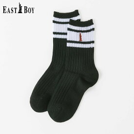 EASTBOY EASTBOYラインリブクルーソックス スケノ 靴下・レッグウェア 靴下 ブラック ホワイト ネイビー グレー