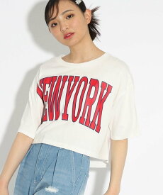 【SALE／50%OFF】PINK-latte 【綿100%】カレッジプリントTシャツ ピンク ラテ トップス カットソー・Tシャツ ホワイト グレー グリーン レッド