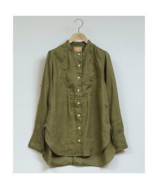 Nigel Cabourn WOMAN / ドレスシャツ - ヘンプポプリン / DRESS SHIRT - ナイジェル・ケーボン トップス シャツ・ブラウス ホワイト グリーン【送料無料】