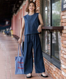 【SALE／20%OFF】UNFILO UNFILO DENIM LIGHT タックワイドパンツ アンフィーロ パンツ ジーンズ・デニムパンツ ブルー【送料無料】
